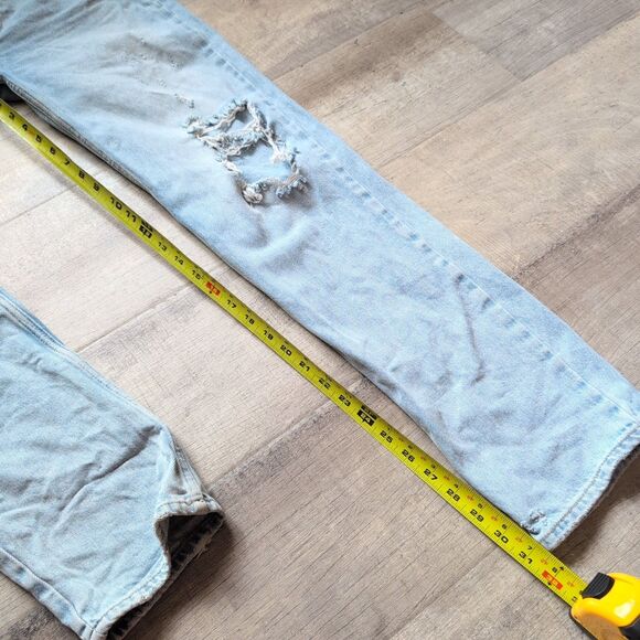 We Are Free Size 27 Tapered Jeans Women's Blue Distressed Button Fly - Picture 5 of 9